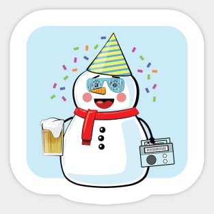 Party Snowman - Funny Sticker